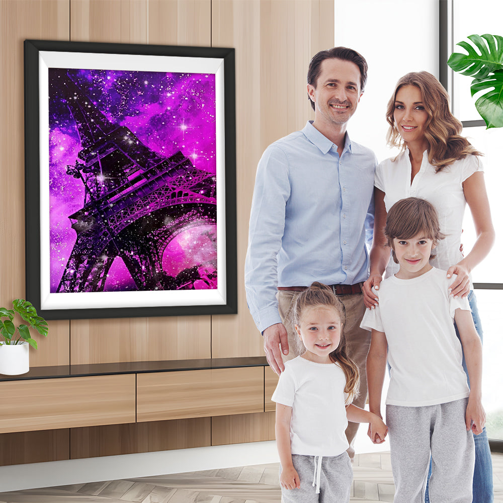 Eiffelturm in der roten Nacht Diamond Painting