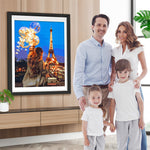 Eiffelturm und Frau mit Luftballons Diamond Painting
