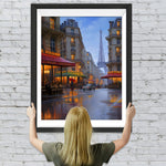 Eiffelturm und Geschäfte bei Nacht Diamond Painting