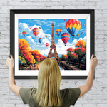 Eiffelturm und Heißluftballons Diamond Painting