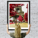Eiffelturm und rote Bäume Diamond Painting
