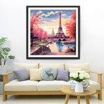 Eiffelturm und rote Bäume Diamond Painting