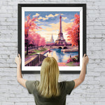 Eiffelturm und rote Bäume Diamond Painting