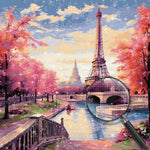 Eiffelturm und rote Bäume Diamond Painting