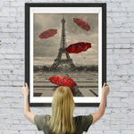 Eiffelturm und rote Regenschirme Diamond Painting