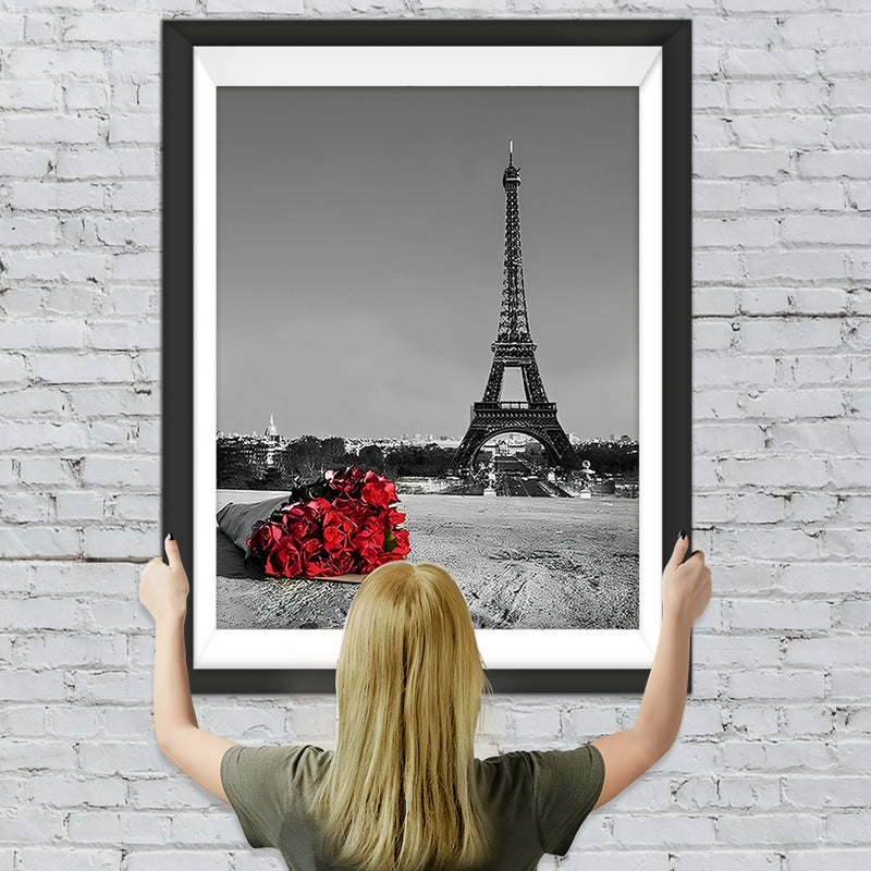 Eiffelturm und rote Rosen Diamond Painting