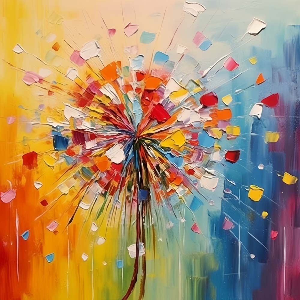 Ein bunter Löwenzahn Diamond Painting