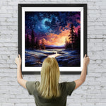 Ein Fluss unter einem ruhigen Sternenhimmel Diamond Painting