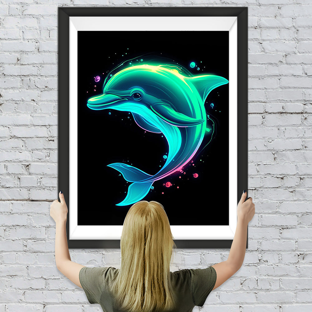 Ein glücklich leuchtender Delphin Diamond Painting