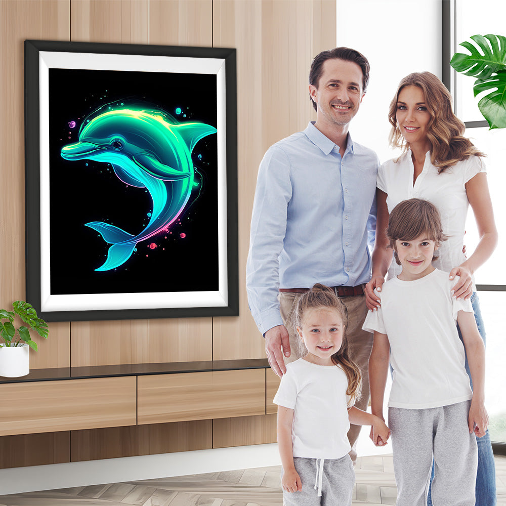 Ein glücklich leuchtender Delphin Diamond Painting