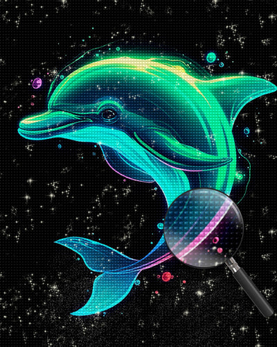 Ein glücklich leuchtender Delphin Diamond Painting