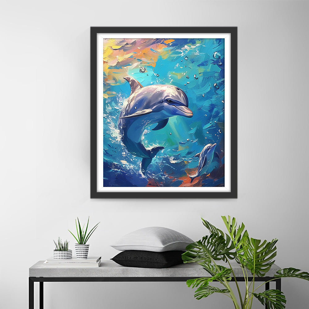 Ein glücklicher Delphin im Meer Diamond Painting
