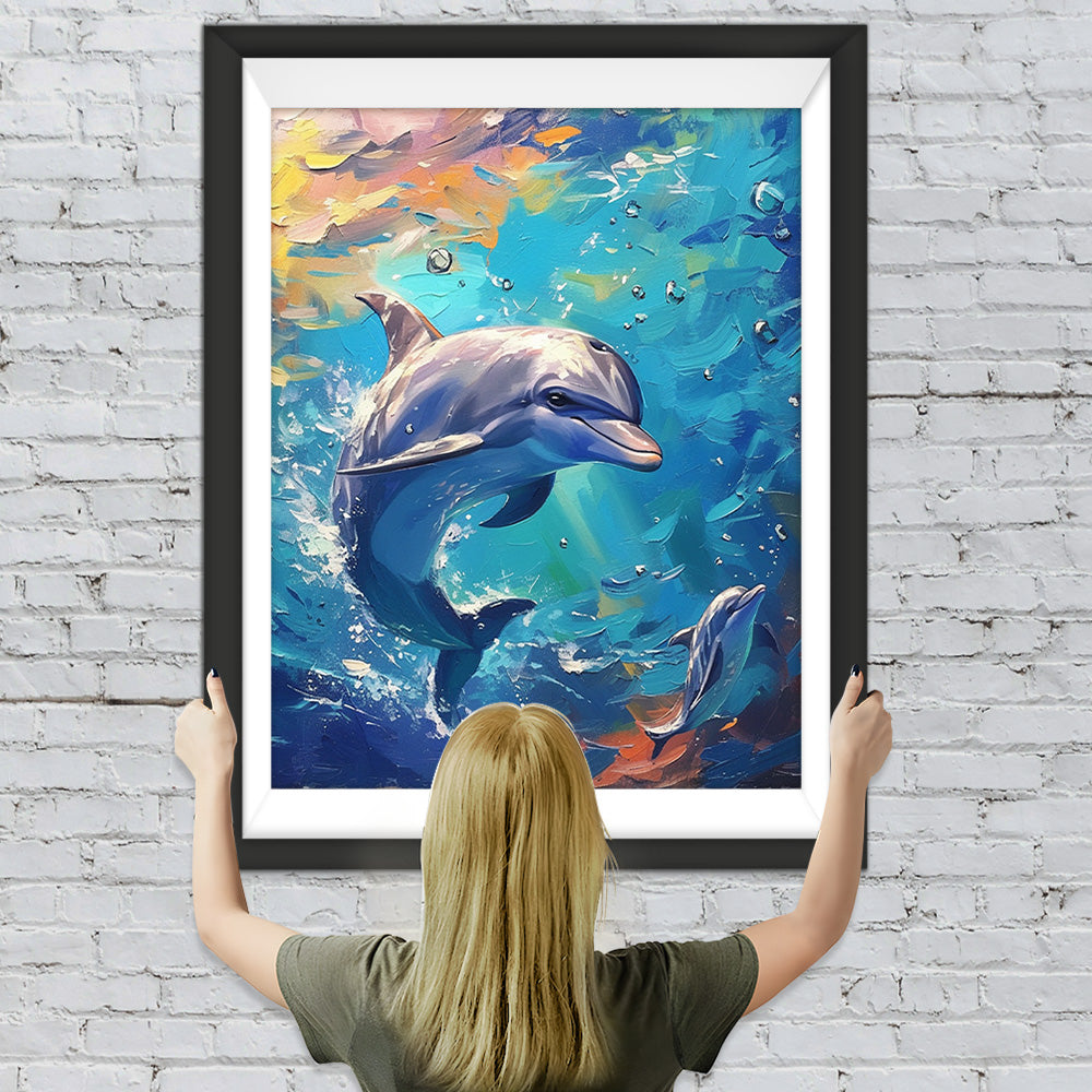 Ein glücklicher Delphin im Meer Diamond Painting
