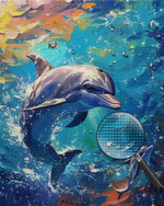 Ein glücklicher Delphin im Meer Diamond Painting