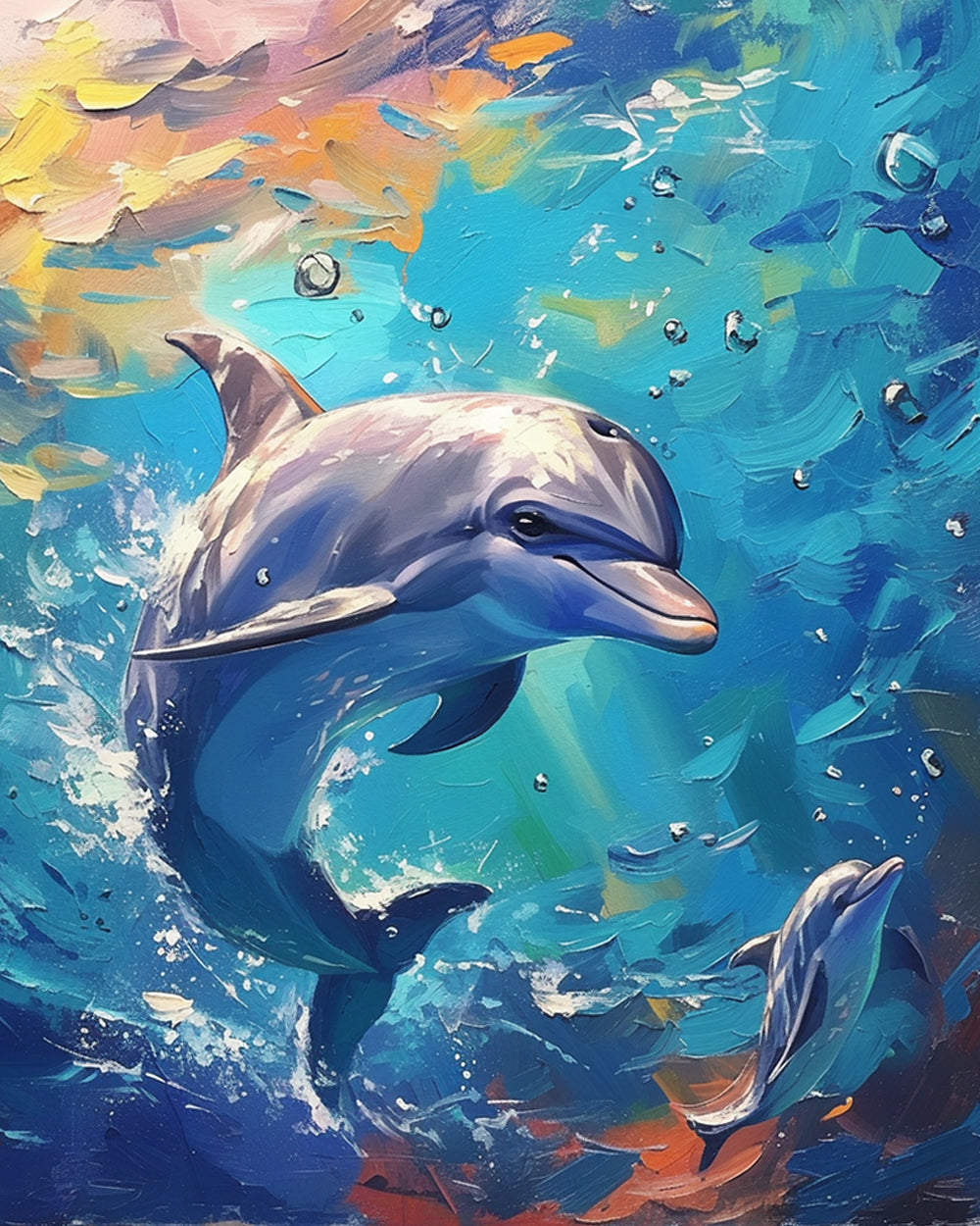 Ein glücklicher Delphin im Meer Diamond Painting