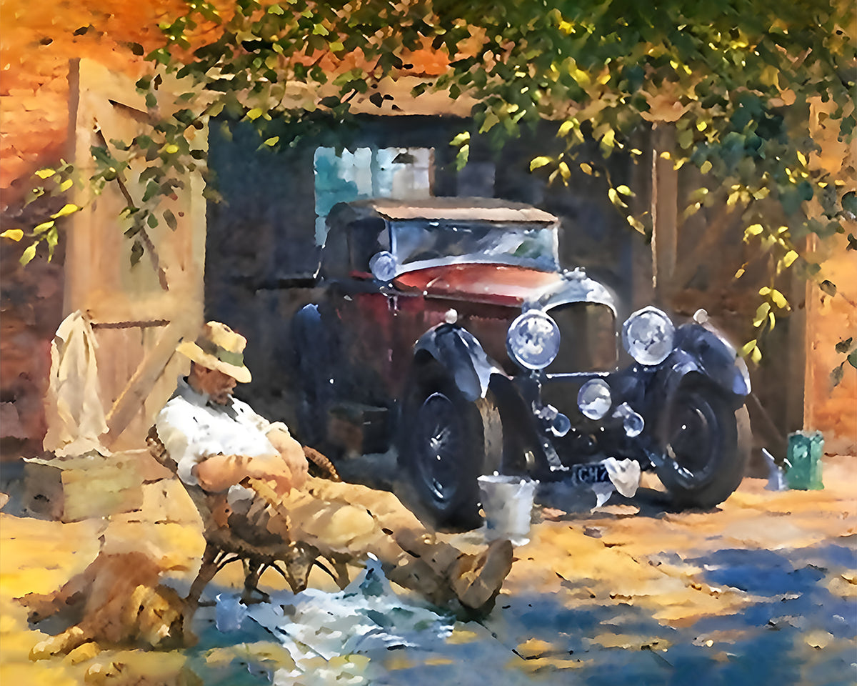 Ein Mann und sein Oldtimer Diamond Painting