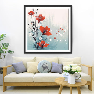 Ein paar kleine rote Blumen Diamond Painting