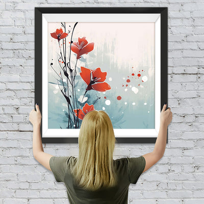 Ein paar kleine rote Blumen Diamond Painting
