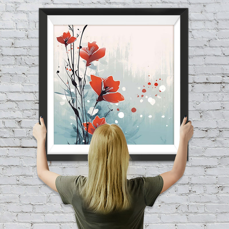 Ein paar kleine rote Blumen Diamond Painting