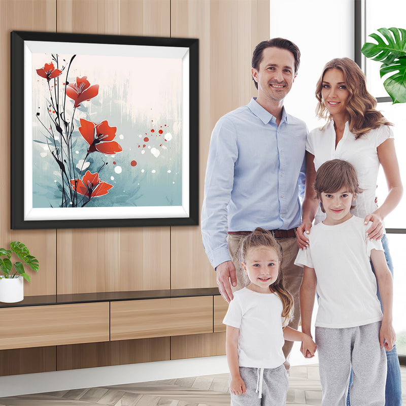 Ein paar kleine rote Blumen Diamond Painting