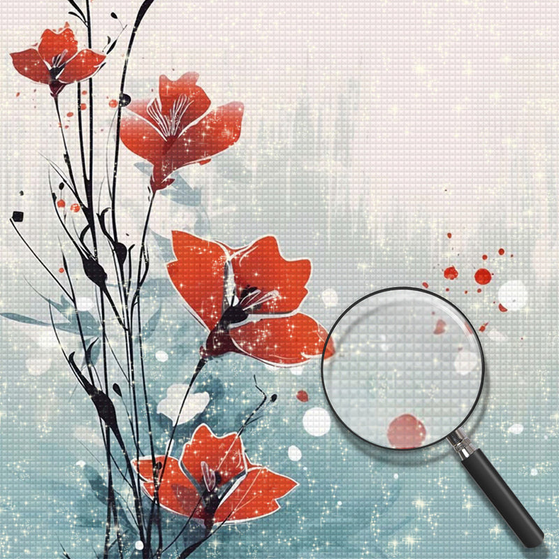Ein paar kleine rote Blumen Diamond Painting