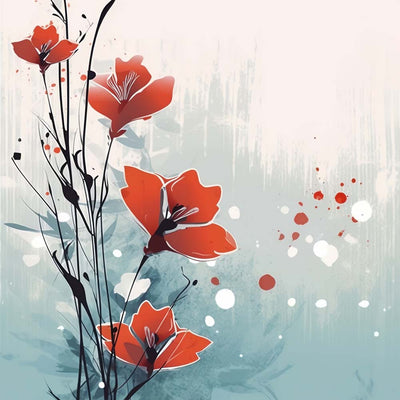 Ein paar kleine rote Blumen Diamond Painting