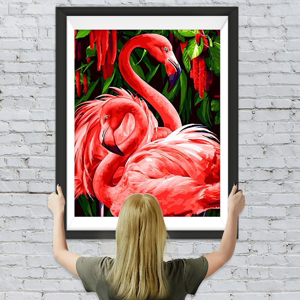 Ein Paar rote Flamingos Diamond Painting