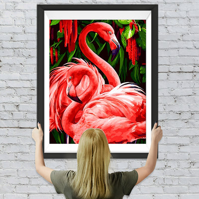 Ein Paar rote Flamingos Diamond Painting