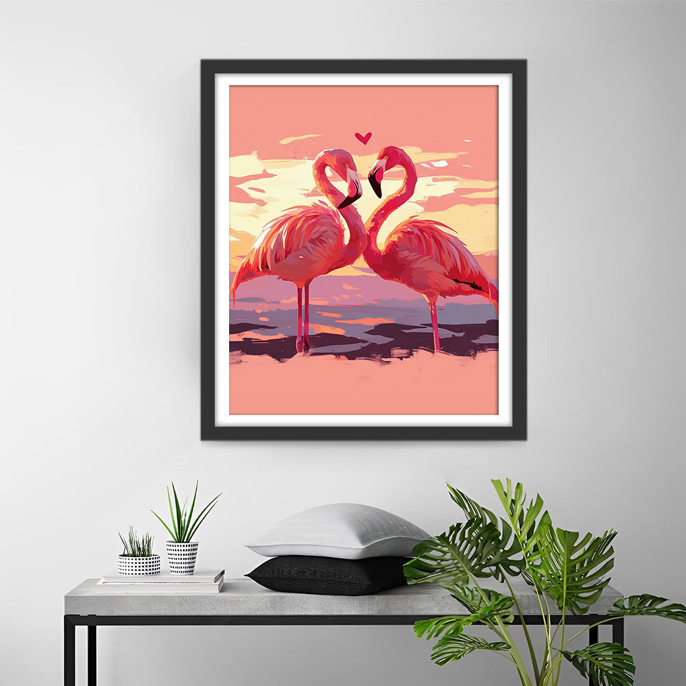 Ein Paar rote Flamingos Diamond Painting
