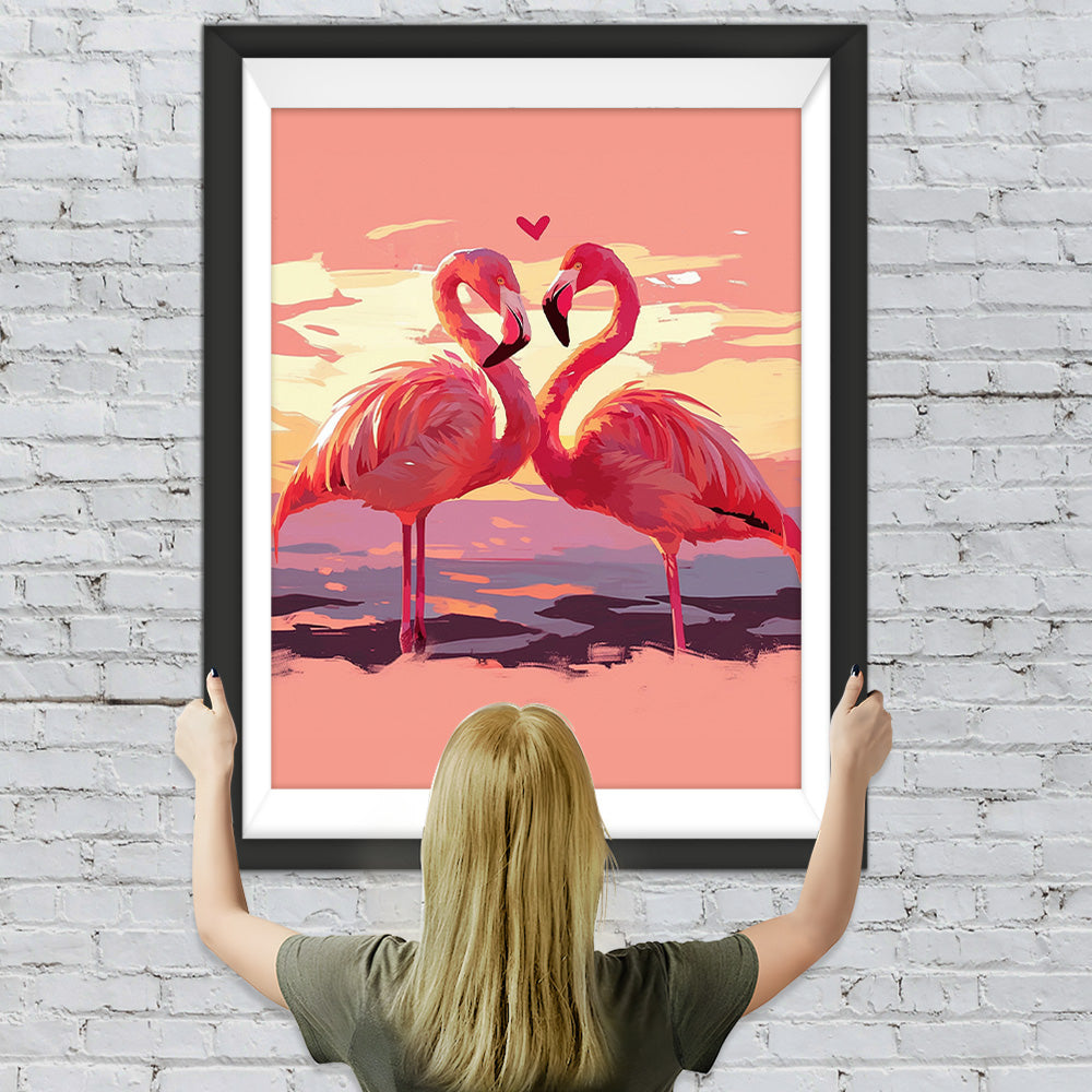 Ein Paar rote Flamingos Diamond Painting