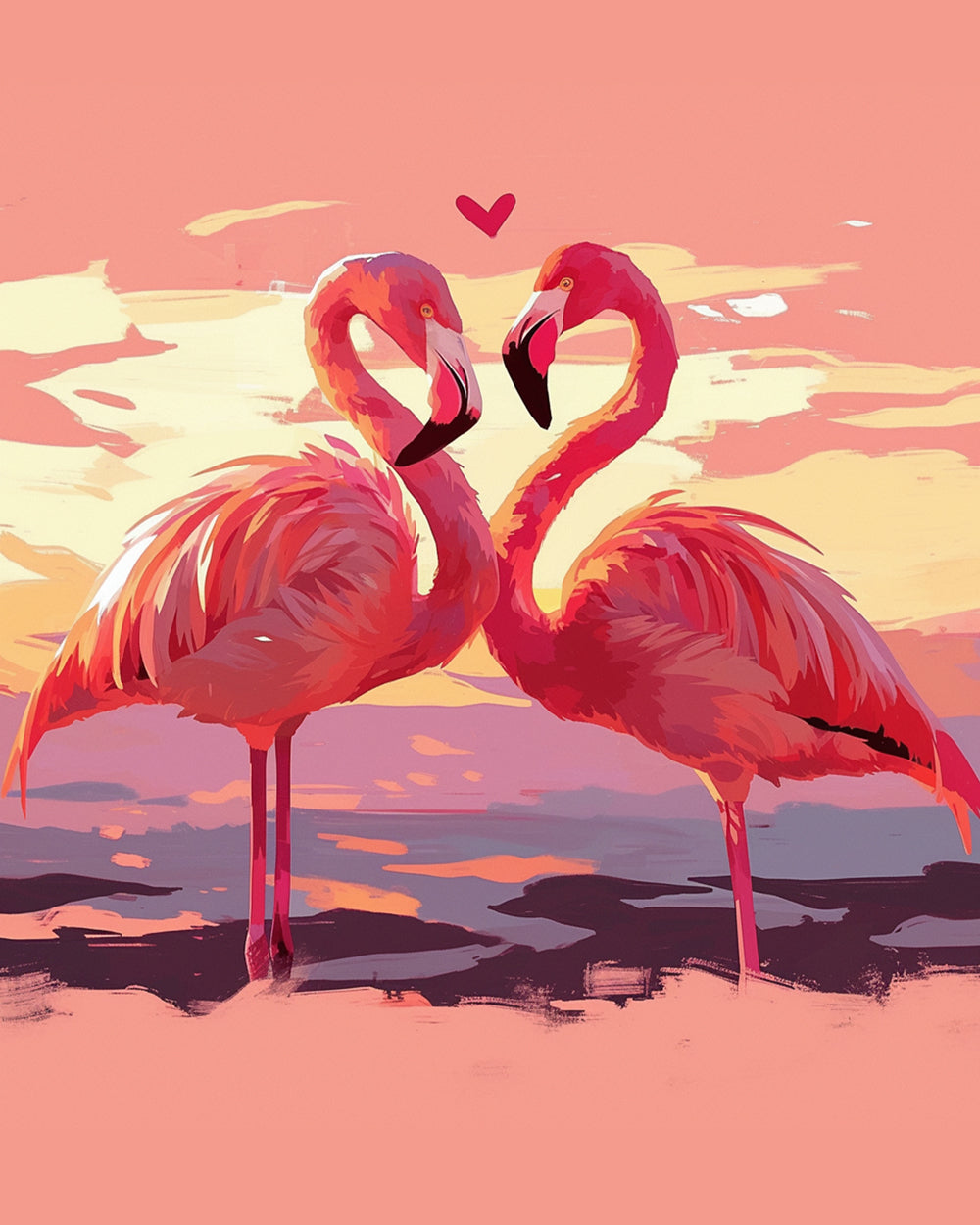 Ein Paar rote Flamingos Diamond Painting