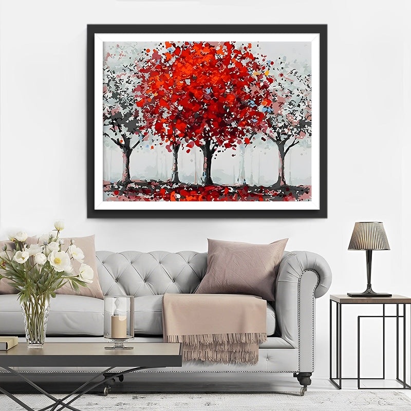 Ein roter Baum Diamond Painting