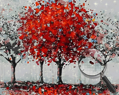 Ein roter Baum Diamond Painting