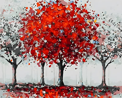 Ein roter Baum Diamond Painting