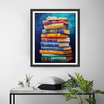 Ein Stapel mit klassischen Büchern Diamond Painting