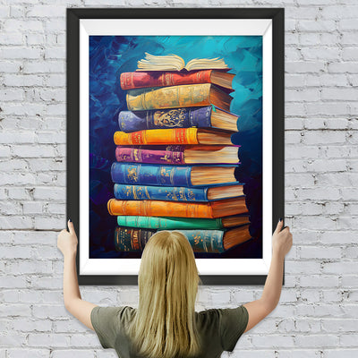 Ein Stapel mit klassischen Büchern Diamond Painting