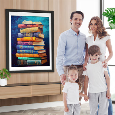 Ein Stapel mit klassischen Büchern Diamond Painting