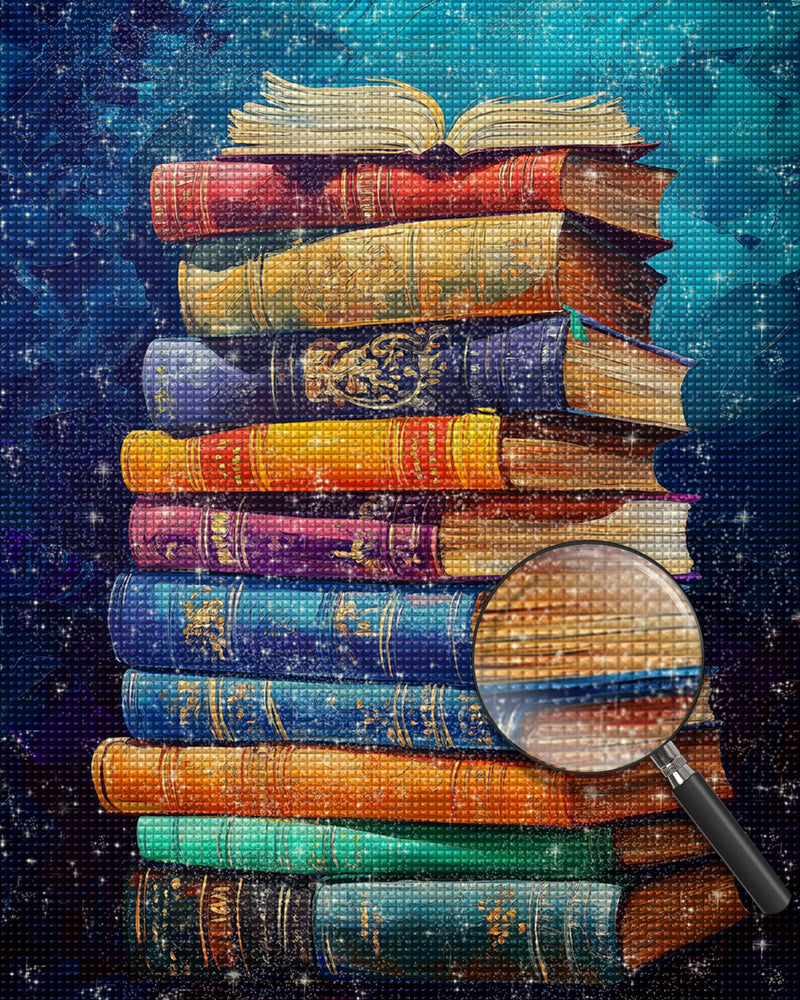 Ein Stapel mit klassischen Büchern Diamond Painting