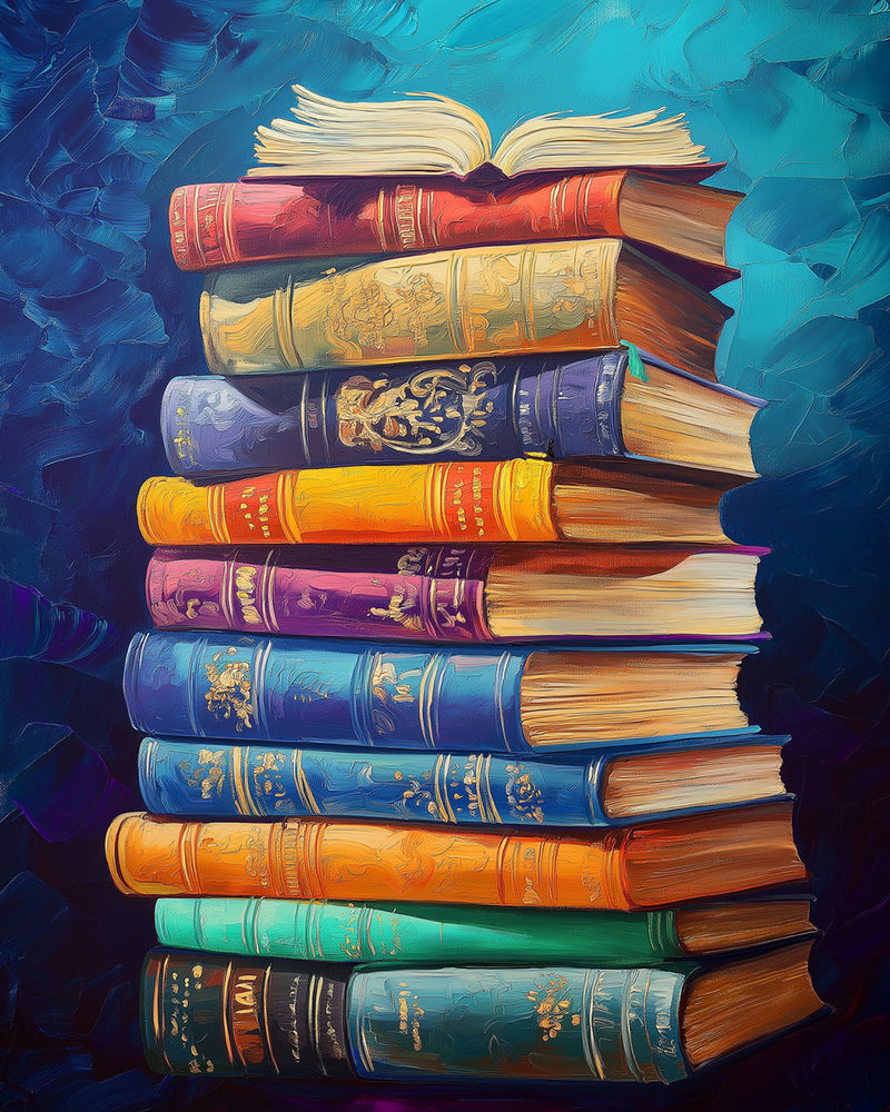 Ein Stapel mit klassischen Büchern Diamond Painting