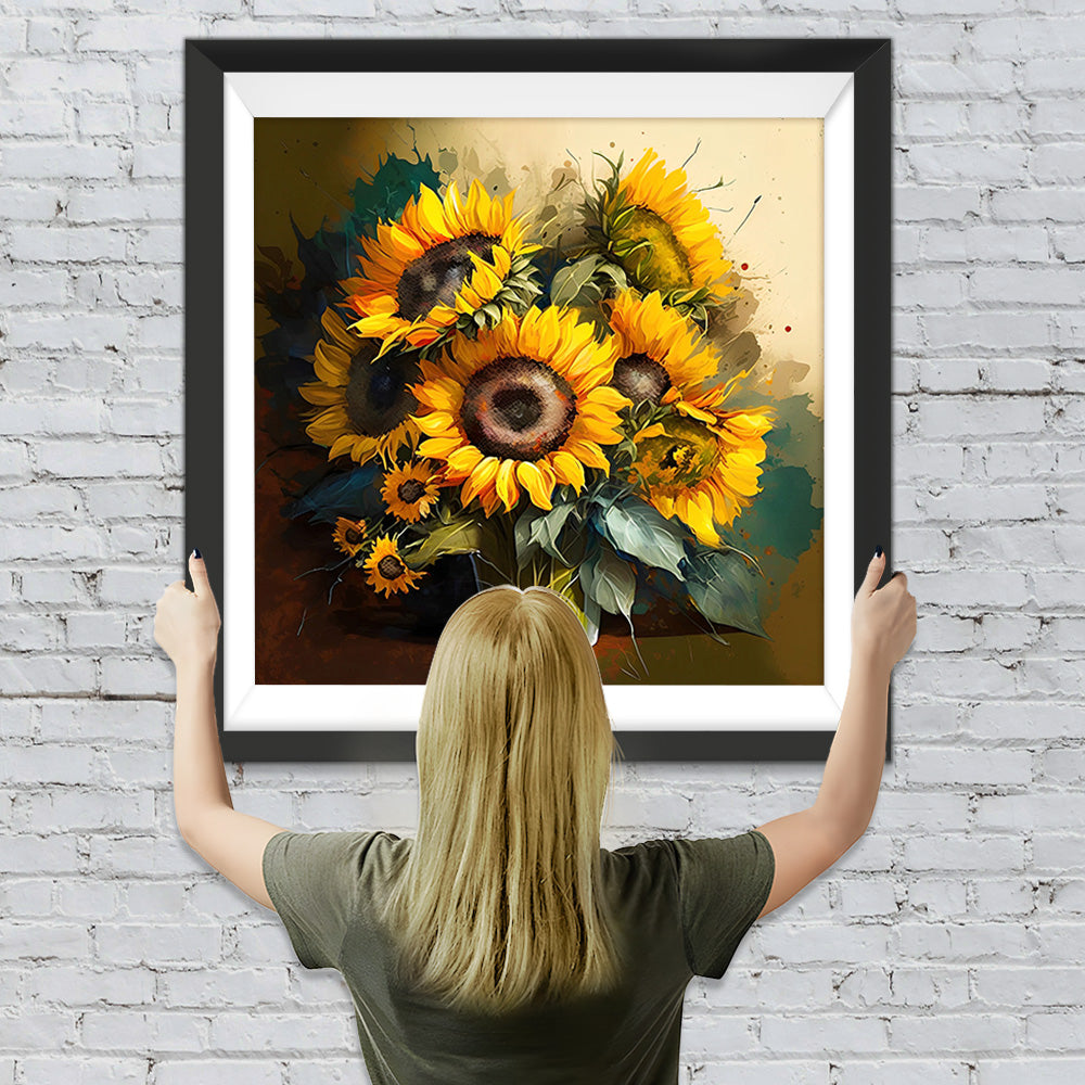 Ein Strauß lebendiger Sonnenblumen Diamond Painting