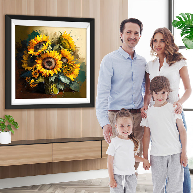 Ein Strauß lebendiger Sonnenblumen Diamond Painting