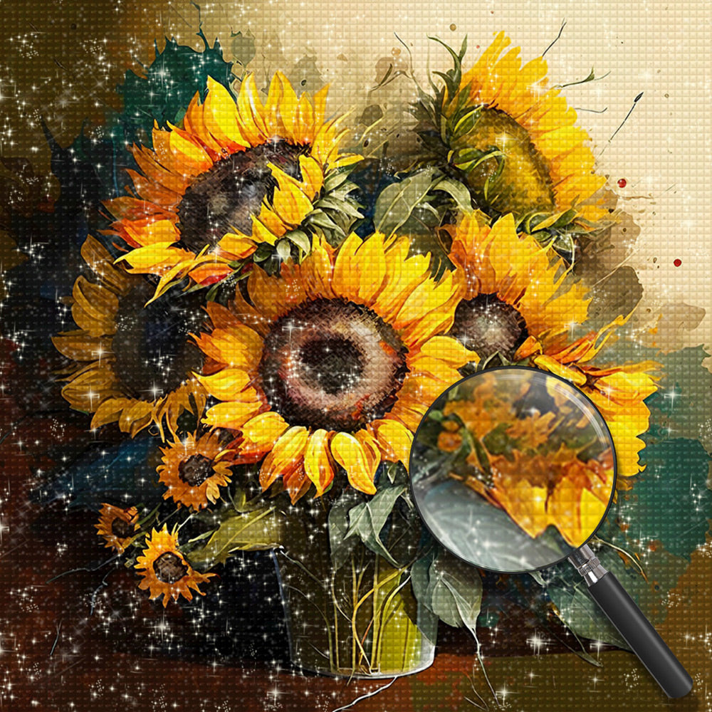 Ein Strauß lebendiger Sonnenblumen Diamond Painting