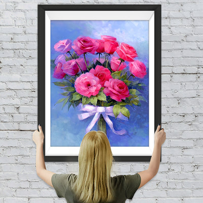 Ein Strauß rosa Rosen Diamond Painting