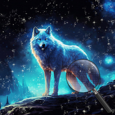 Ein Wolf, der ein schwaches grünes Glühen ausstrahlt Diamond Painting