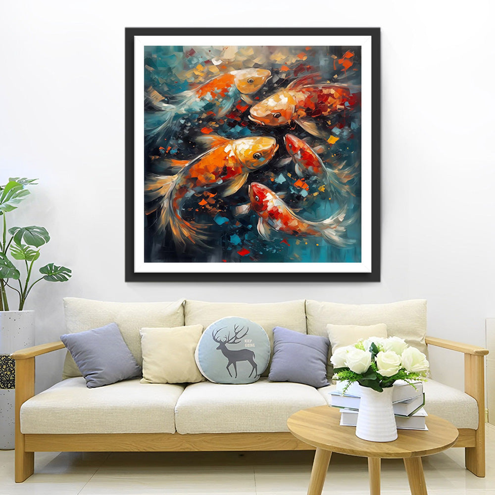 Eine Gruppe von Koi Karpfen Diamond Painting