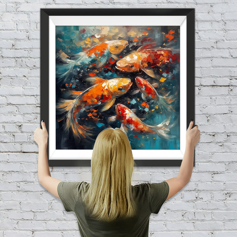 Eine Gruppe von Koi Karpfen Diamond Painting