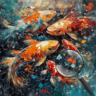 Eine Gruppe von Koi Karpfen Diamond Painting