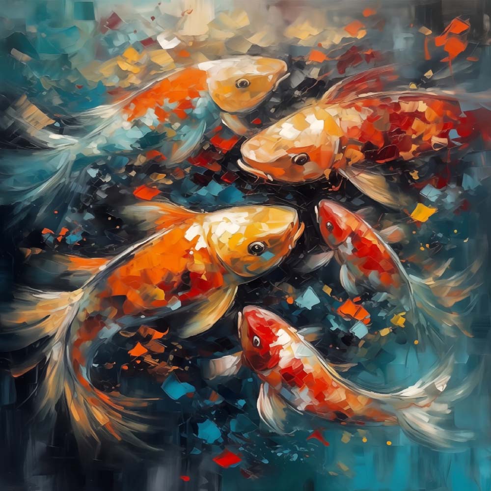 Eine Gruppe von Koi Karpfen Diamond Painting