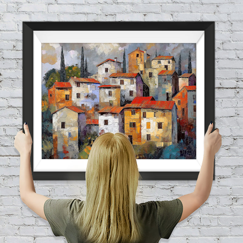 Eine Gruppe von Wohnhäusern Diamond Painting