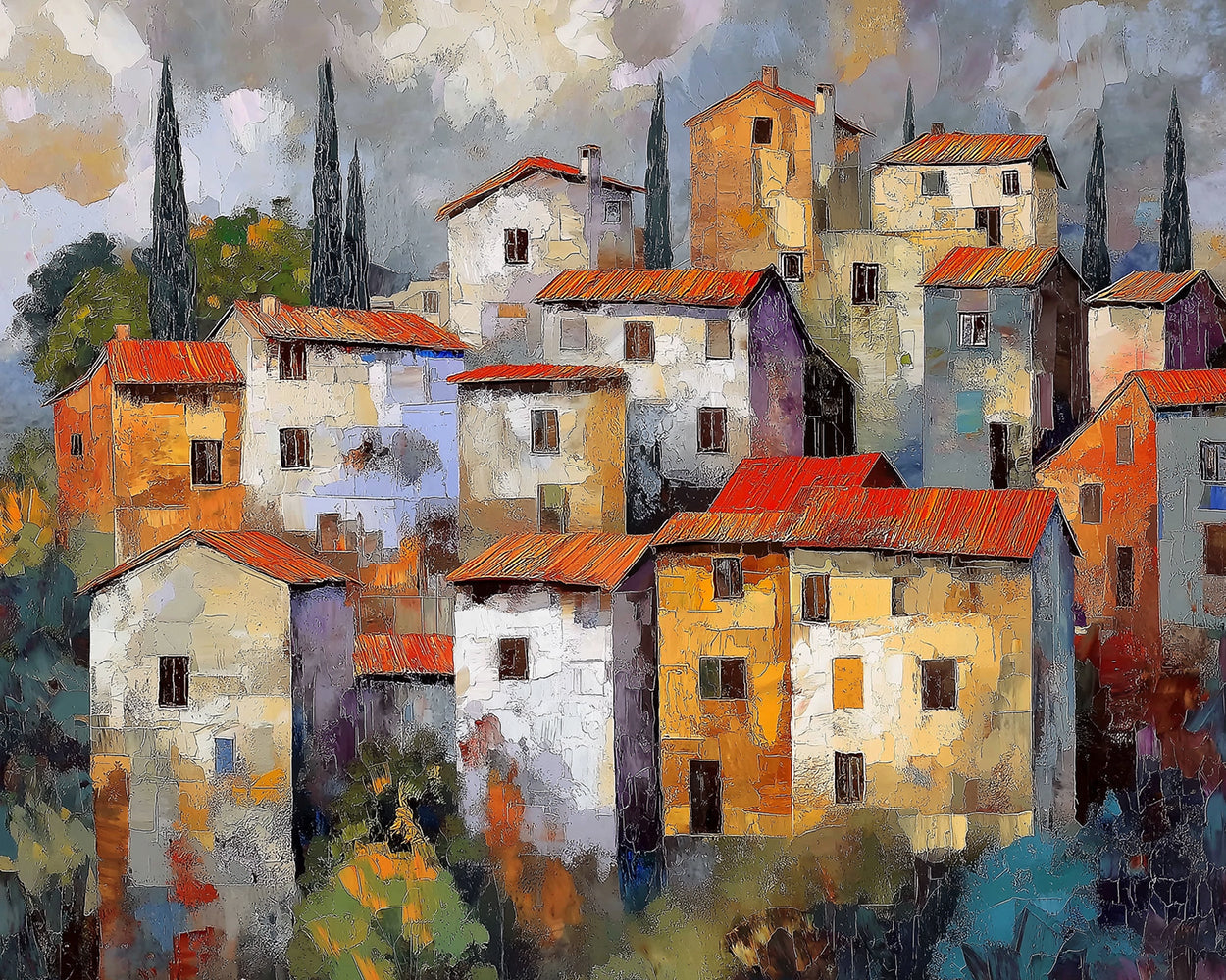 Eine Gruppe von Wohnhäusern Diamond Painting